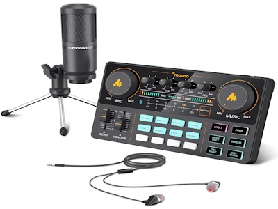 Maonocaster Professional Condenser Recording Studio Desktop Tripod Microphone With Sound Card And Headphone For Laptop Phones